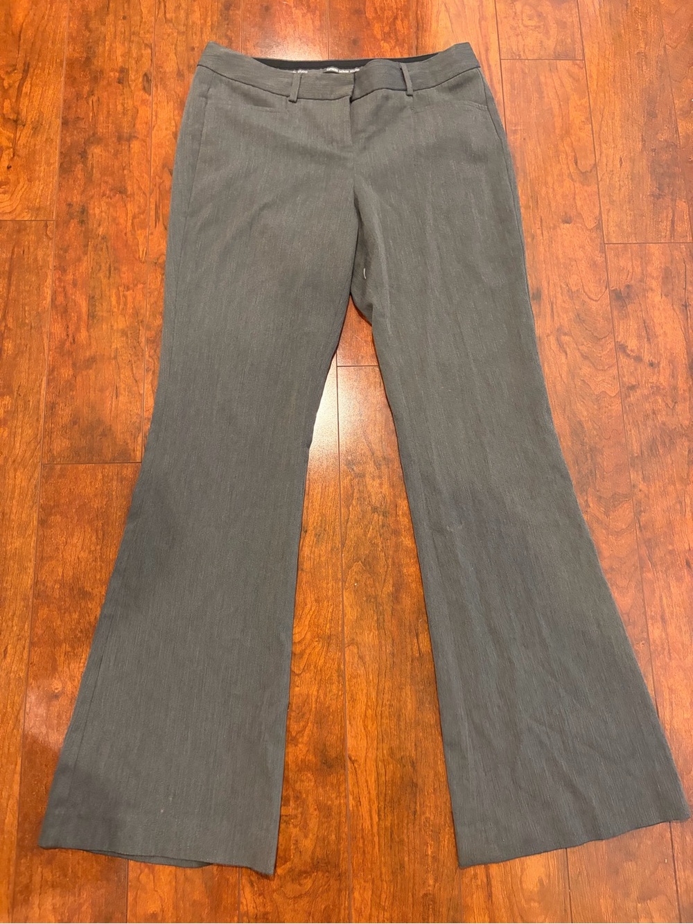 Express Gray Pinstripe Flared Dress Trousers